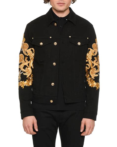 versace denim jacket mens|Versace jacket sale.